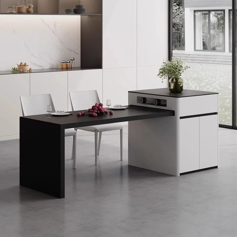 Retractable mid-island dining table integrated modern simple light luxury function rock slab open kitchen household small