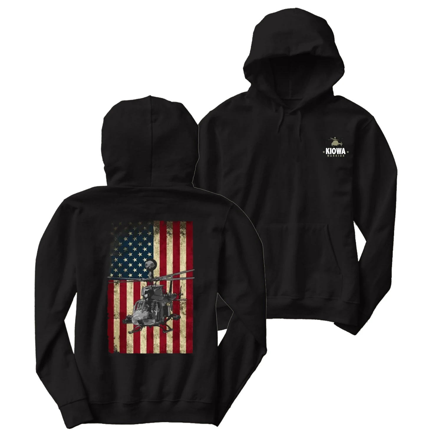 

Vintage USA Flag OH-58D Kiowa Warrior Attack Helicopter Pullover Hoodie 100% Cotton Casual Mens Sweatshirts Fashion Streetwear