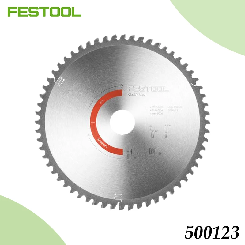 

Festool 500123 Circular Saw Blade 60T High Tooth Count Precision Cross-Cutting Blade for Fine Woodworking & Cabinetry