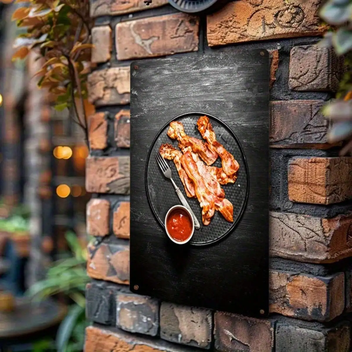 1PC Tin Sign Crispy Bacon - Kitchen/Dining Wall Decor, Delicious Food Art, 8x12in/20x30cm