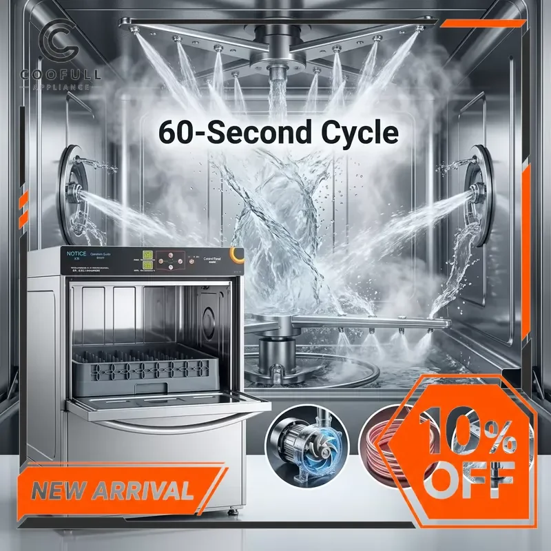 Commercial Undercounter Dishwasher SUS304 Automatic Glass Washer 400 Plates Hr For Restaurant Hotel Cafe Bar Kitchen