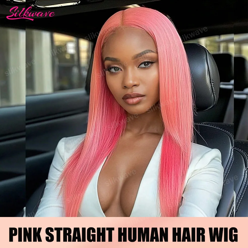 

Pink Wigs Straight Human Hair 13x4 Hd Straight Lace Front Wig 180% Density Pink Human Hair Wigs For Women Hot Pink Colored Lace Front Wig 24 Inch