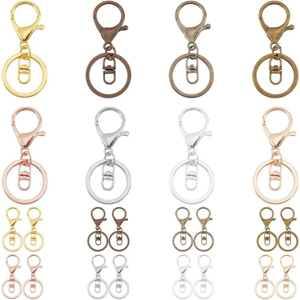 32pcs Alloy Lobster Clasp 8 Colors Swivel Lanyard Snap Hook with 1.1