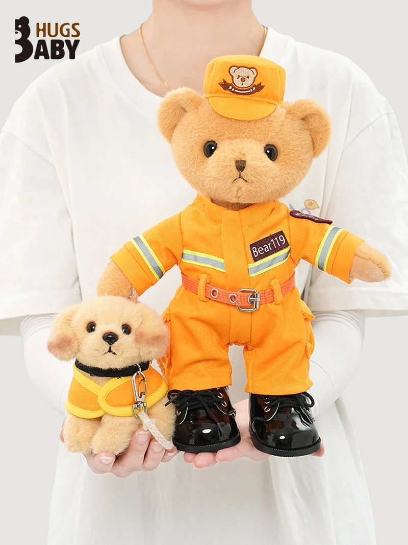 

Плюшевый мишка-пожарный Hugs Baby, коллекционная игрушка ручной работы с куклой-щенком, подарок для детей и любителей плюшевых игрушек