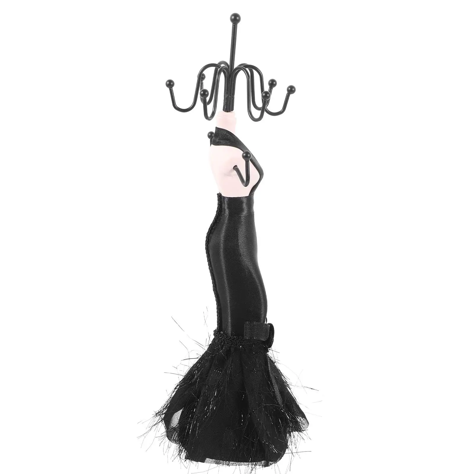 

Black Jewelry Display Stand Cloth Iron Earrings Necklace Rings Bracelet Holder Compact Modern Craft ShowDisplayStyle Jewelry