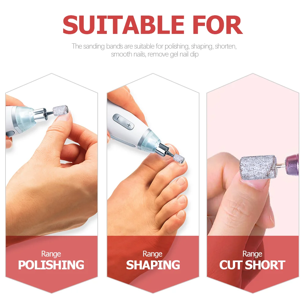 

200 Pcs Manicure Circle Drill Sanding Bands Nail Bit Polish Fine Grit Bits Mini