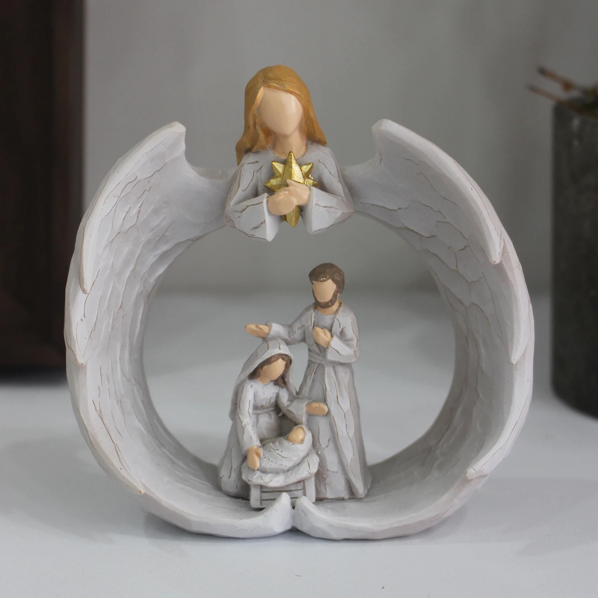 1 angel religious ornament resin handicraft, angel statue suitable for various environments, including desks, shelves, or center