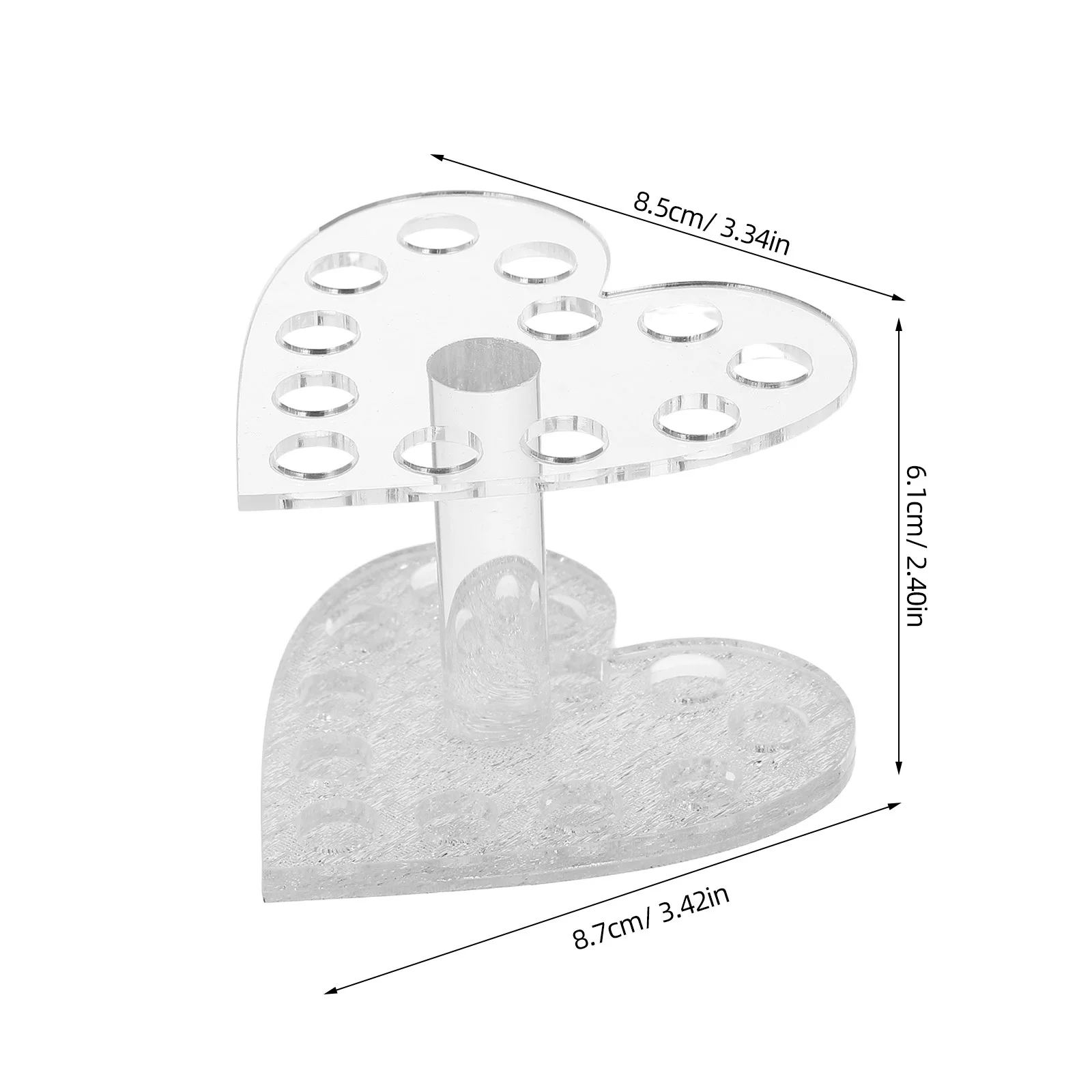 1개 하트 모양 아트 펜 홀더 실버 투명 휴대용 내구성 스탠드 네일 브러쉬 UV 젤 도구 정리함 네일 아트 디자인