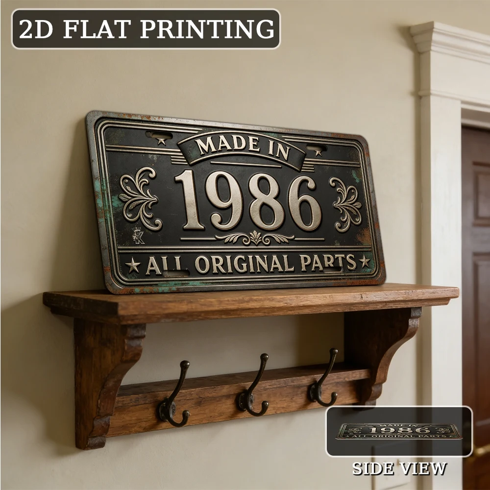 2D Flat, [2D Flat] 2D Flat Plane, 1pc, Vintage Metal Aluminum Sign 30.48 X 15.24 cm, Made in 1986, Genuine Part, Outdoor Plaque