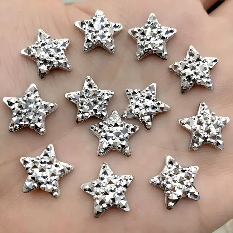 50pcs 15mm Cute Glitter Five Star for Hair Bow Center Crafts Making Decoration Scrapbooking DIY Decor Home Craft Embellishments