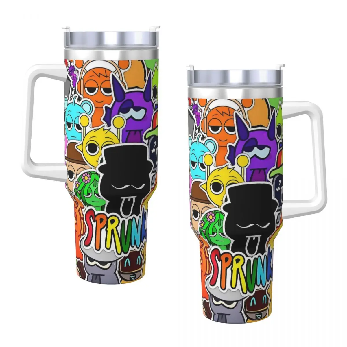 

Anime Sprunki Incredibox Game Mugs Cup With Straws Camping Cold Drink Water Bottle Heat Preservation Large Thermal Cups