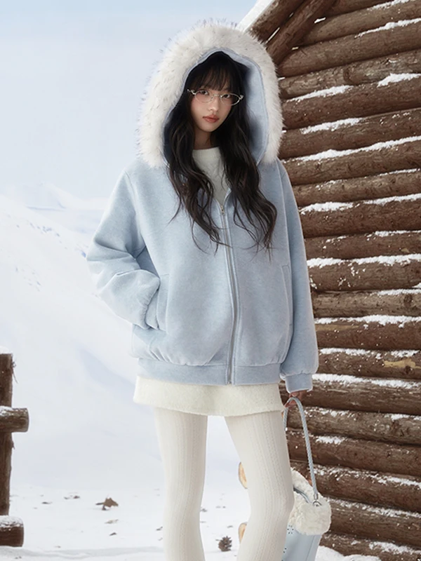 

Женское пальто-камерер с меховым воротником и капюшоном, зимнее теплое толстовка маленького размера, шерстяная верхняя одежда, корейский Sle Long Sve