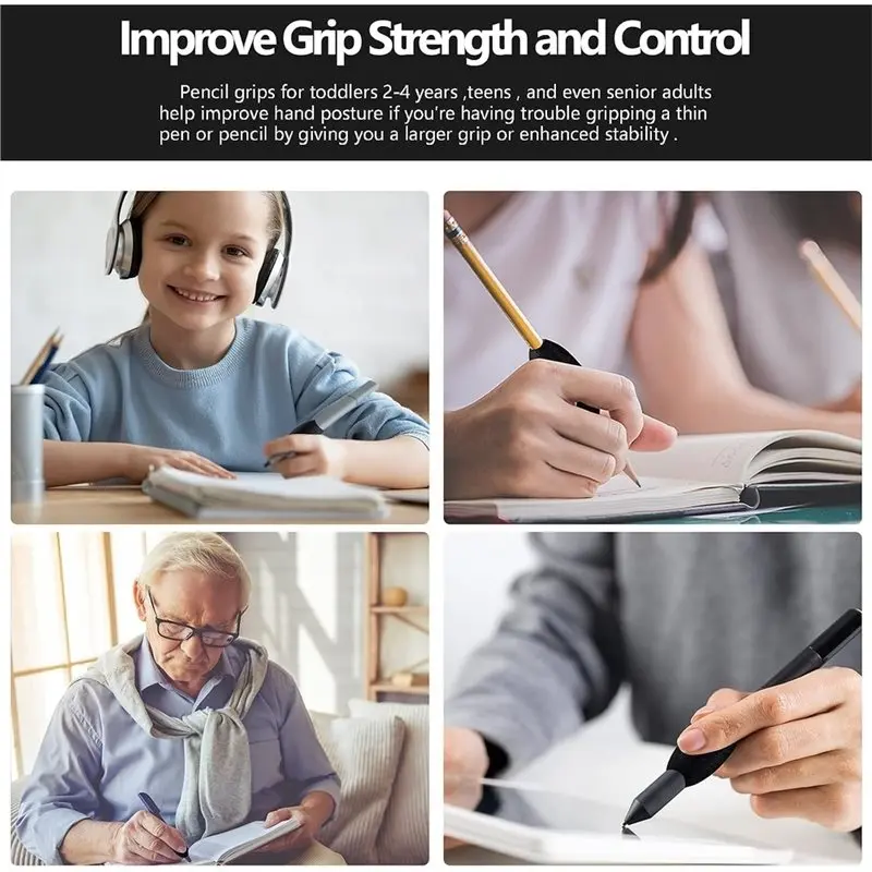 Manchons de stylo efficaces pour adultes, pour l'aide à l'écriture (6 pièces), conception en forme d'œuf en mousse pour écrire ou dessiner, ambidextres