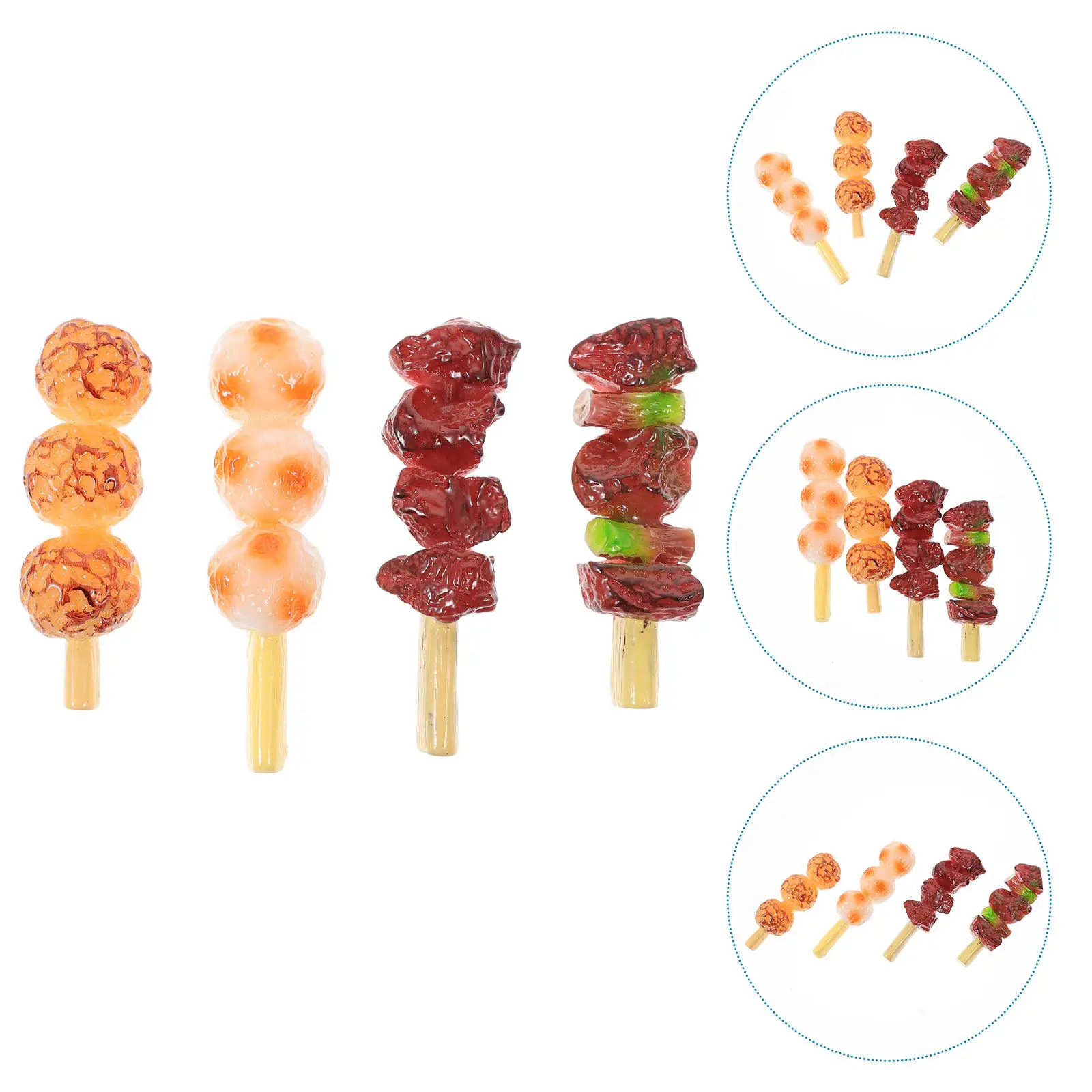 4Pcs Interactive Barbecue String Collection Roast Beef Chives Pork Croquette Develops Patience Hand Eye Coordination Ideal