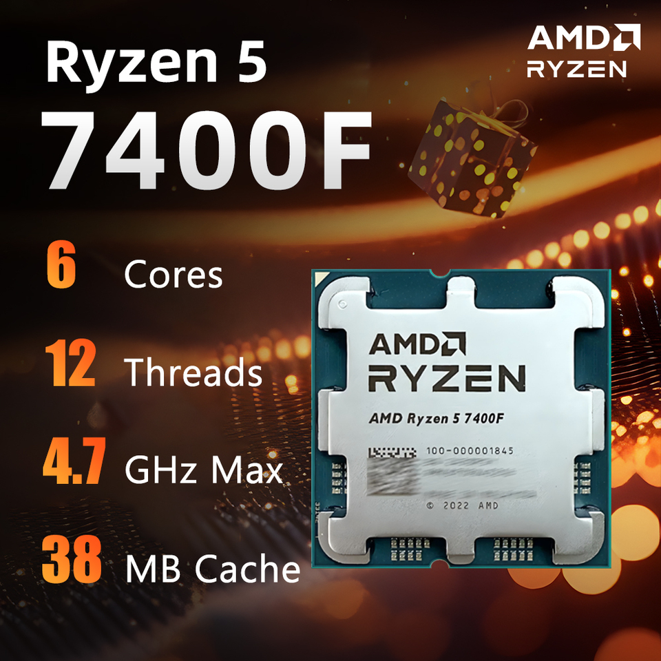 AMD Ryzen 5 7400F CPU R5 7400F 4.7GHz 6-Core 12-Thread 38MB Cache Socket AM5 Desktop Processor without Package for PC Gamer