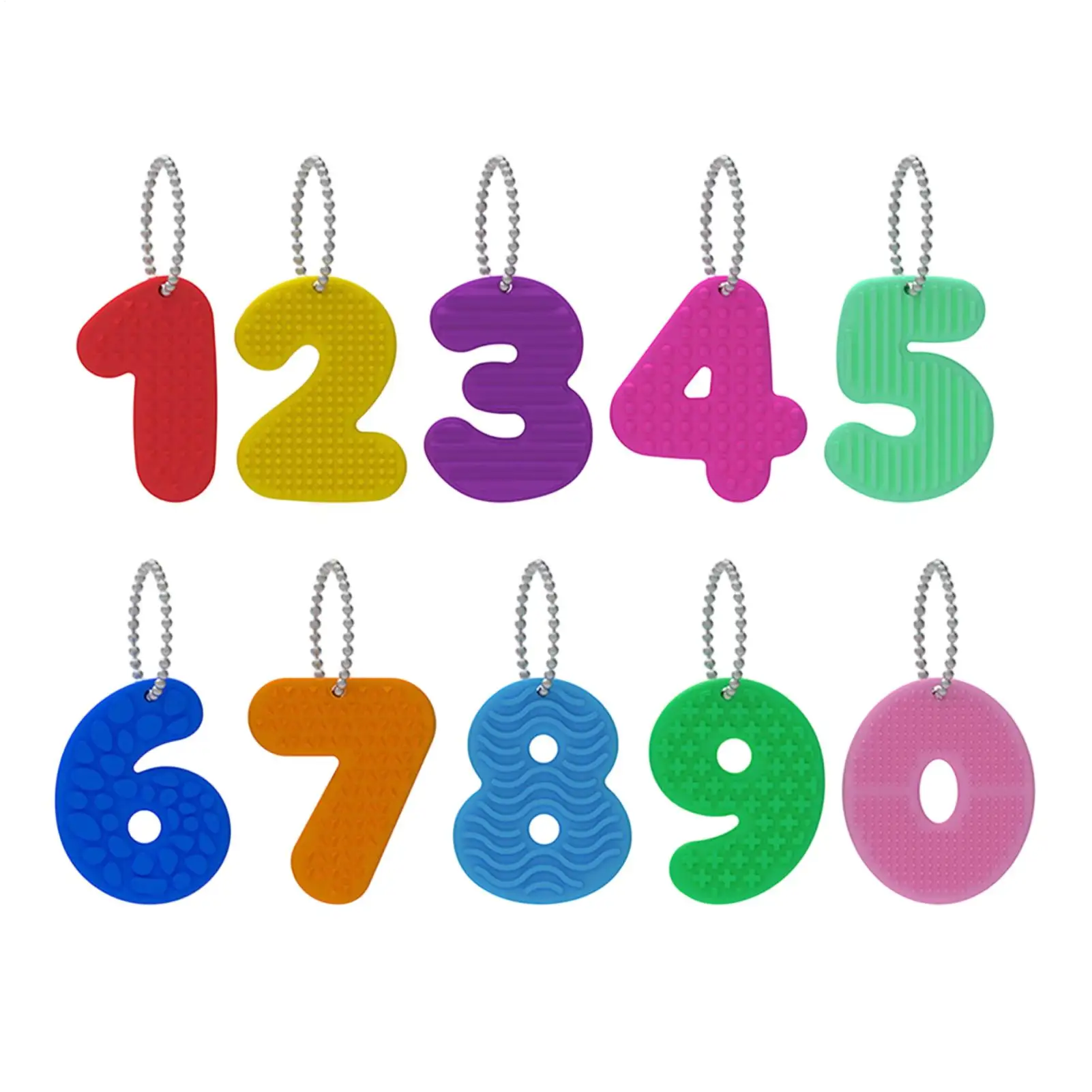 Fidget Stones 10-teiliges beruhigendes sensorisches Spielzeug aus Silikon, strukturiertes Fidget-Spielzeug, Zahlensteine für Kinder, Teenager, Erwachsene, Jungen und Mädchen