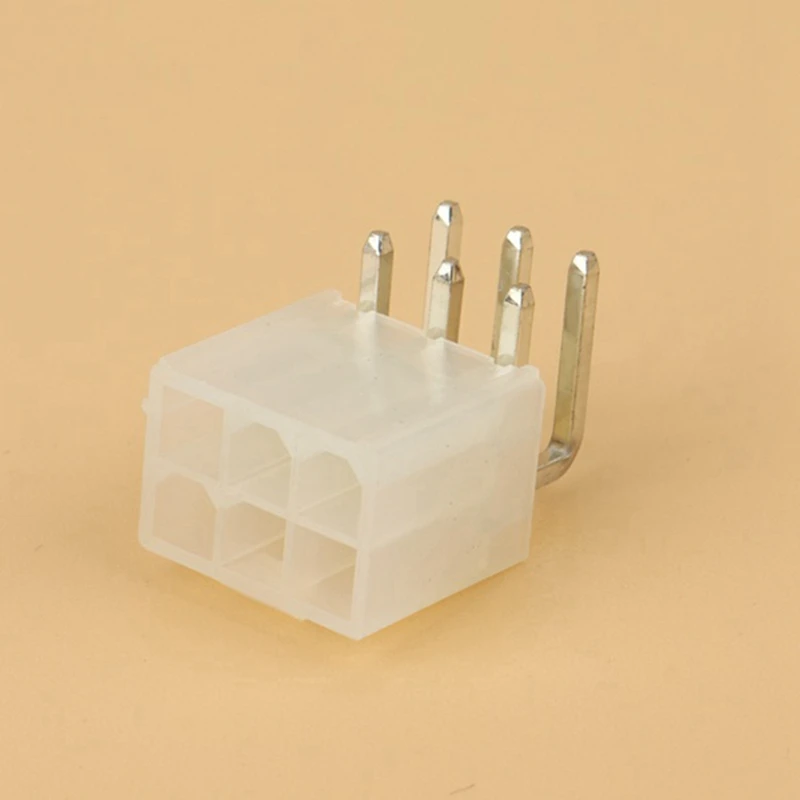 100Pcs 4.2MM 6 Pin Header Male Pin for Graphics Card GPU PCI-E PCIe Power Connector Right Angle Through Hole Video Card