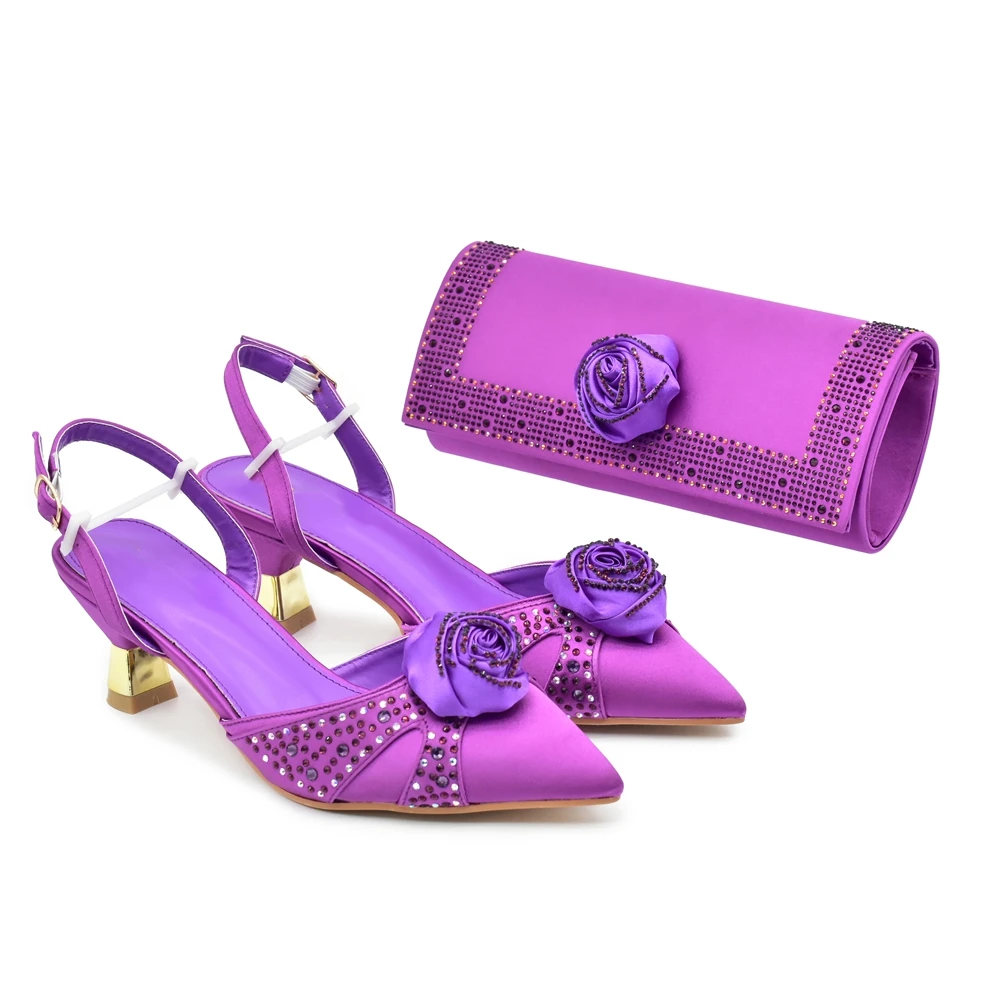 Coffee Women Shoes And Bag Set Luxury African Ladies High Heels Pumps Match With Handbag Clutch Sandals Femmes Sandales 938-95