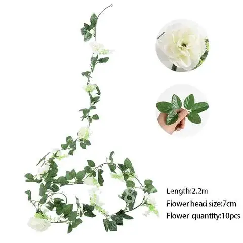 Silk Rose Artificial Flowers Garland 220CM for Wedding Home Room Garden Decoration DIY Arch Garland Wall Fake Plant Vine