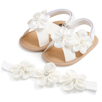 MISOWMNJOY Baby Girls Summer Sandals Beach Shoes Cute Princess Flower Flat Shoes Soft Sole Non-slip Infant First Walker Shoes