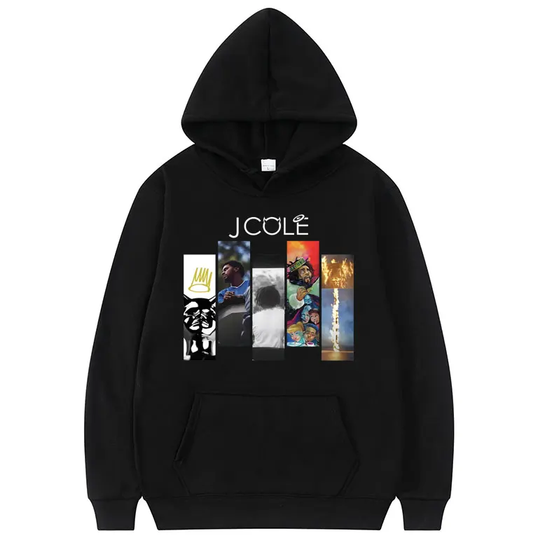 

Rapper Hip Hop J Cole Portrait Graphics Black Hoodie Regular Men Women Fashion Trend Oversized Sweatshirt Men's Loose Streetwear