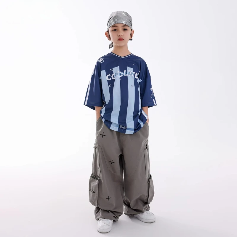 Nuovi ragazzi vestiti Hip Hop Street Dance Fashion Costume maniche corte Top Pantaloni larghi Gruppo Jazz Costumi di performance sul palco