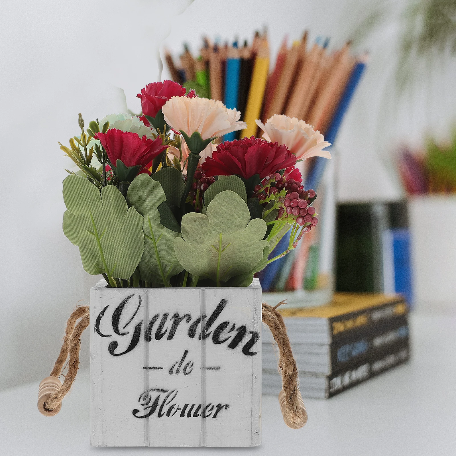 

Artificial Flower Decor Faux Plants in Pots Silk Blossom Small Desk Plant IndoorORNAMENT Home Office Accessory