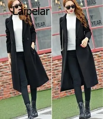 Womens Autumn Spring Long Trenchcoats Ladies Slim Fit Trench Coat Mujer Women BLAZER Collar Double Breasted Coat Black Red Green