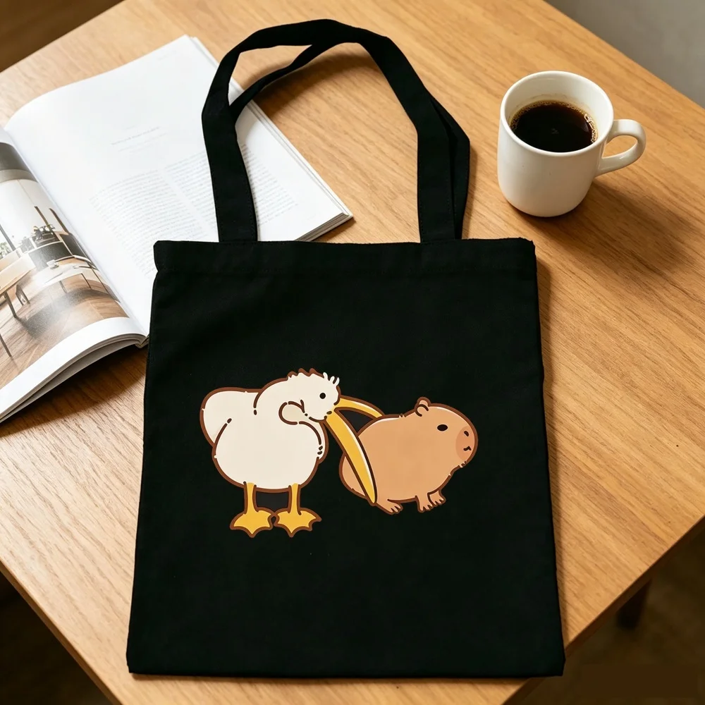 Capybara tote bag reusable einkaufstasche y2k foldable shoulder  woman