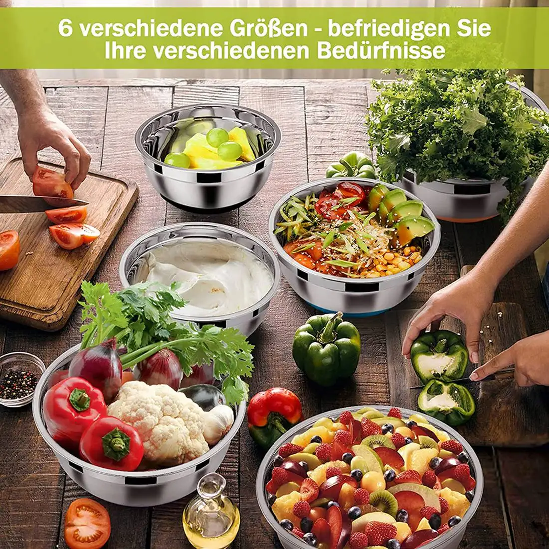 

Mixing Bowl,Stainless Steel Salad Bowl With Airtight Lid & Non-Slip Bottom,Stackable Bowl,For Kitchen,Cooking,Baking,Etc