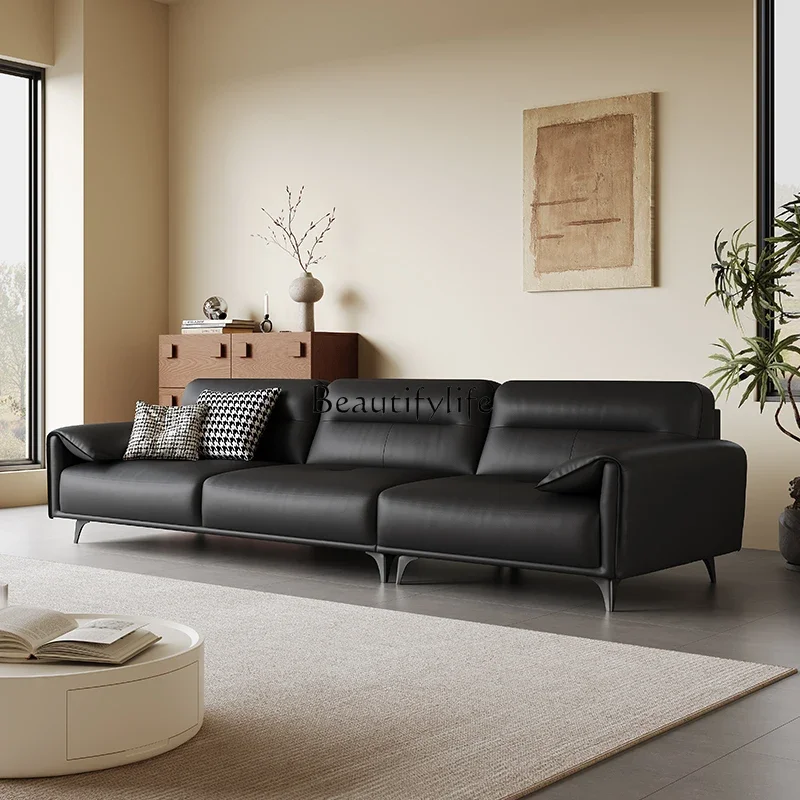 Italian light luxury leather sofa new high-footed small apartment first-layer cowhide sofa