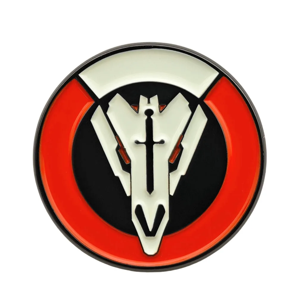 Classic Game Organization Logo Enamel Pin Red and Black Circular Beast Head Cross Sword Metal Badge Cosplay Gamer Pin Fans Gift