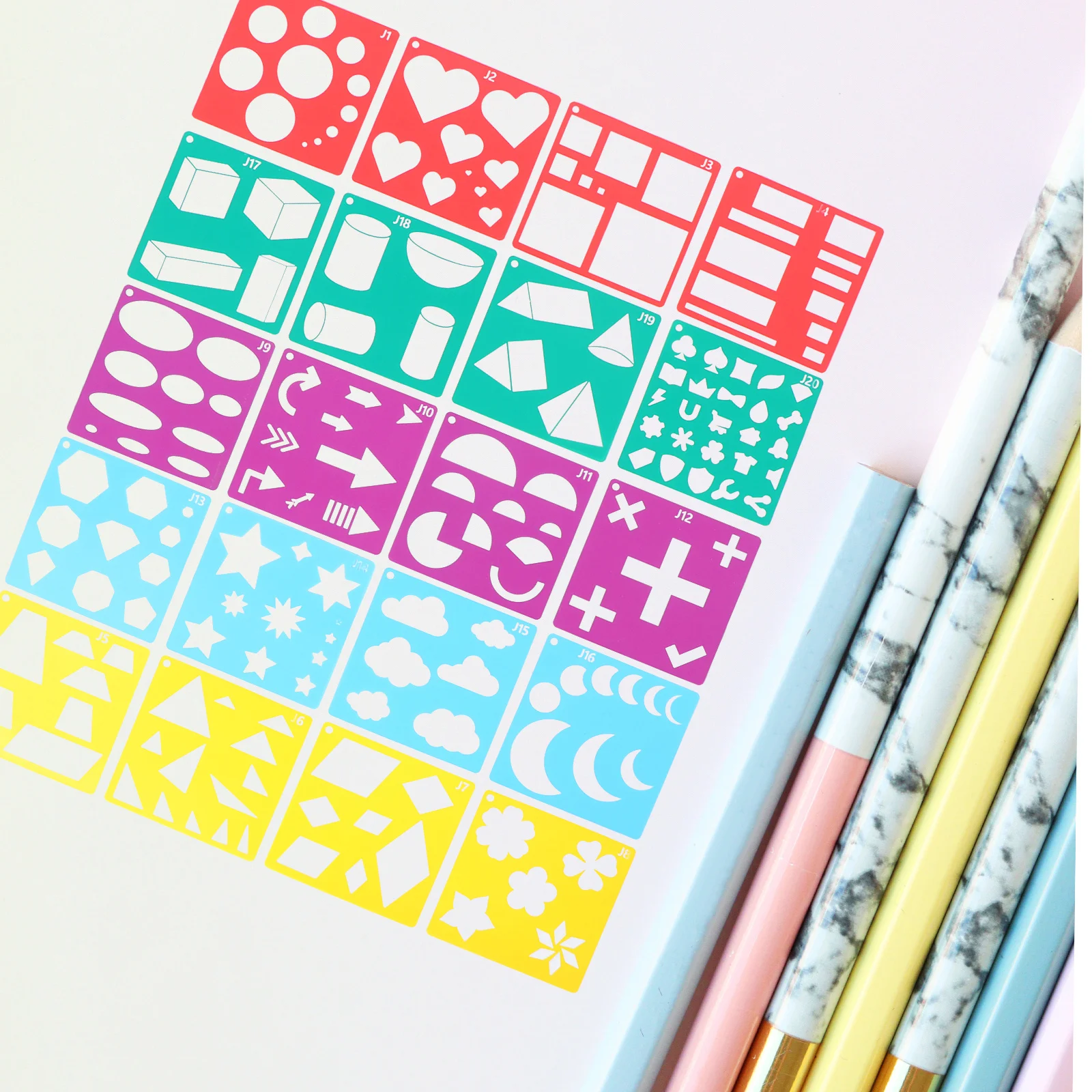 

1Set Geometrical Shape Stencils No Harm Safe and Durable for and Adults Art Projects Geometrical Shape Stencils