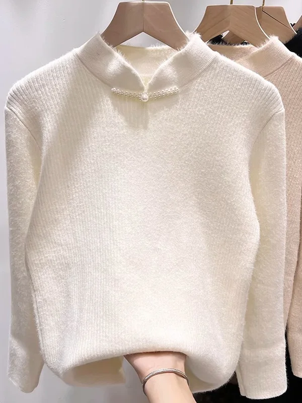 المرأة Thiened Fce اصطف f عالية Ne سترة Inteated المخملية الدفء الخريف الشتاء جديد Sle قاعدة irt ملابس داخلية #1