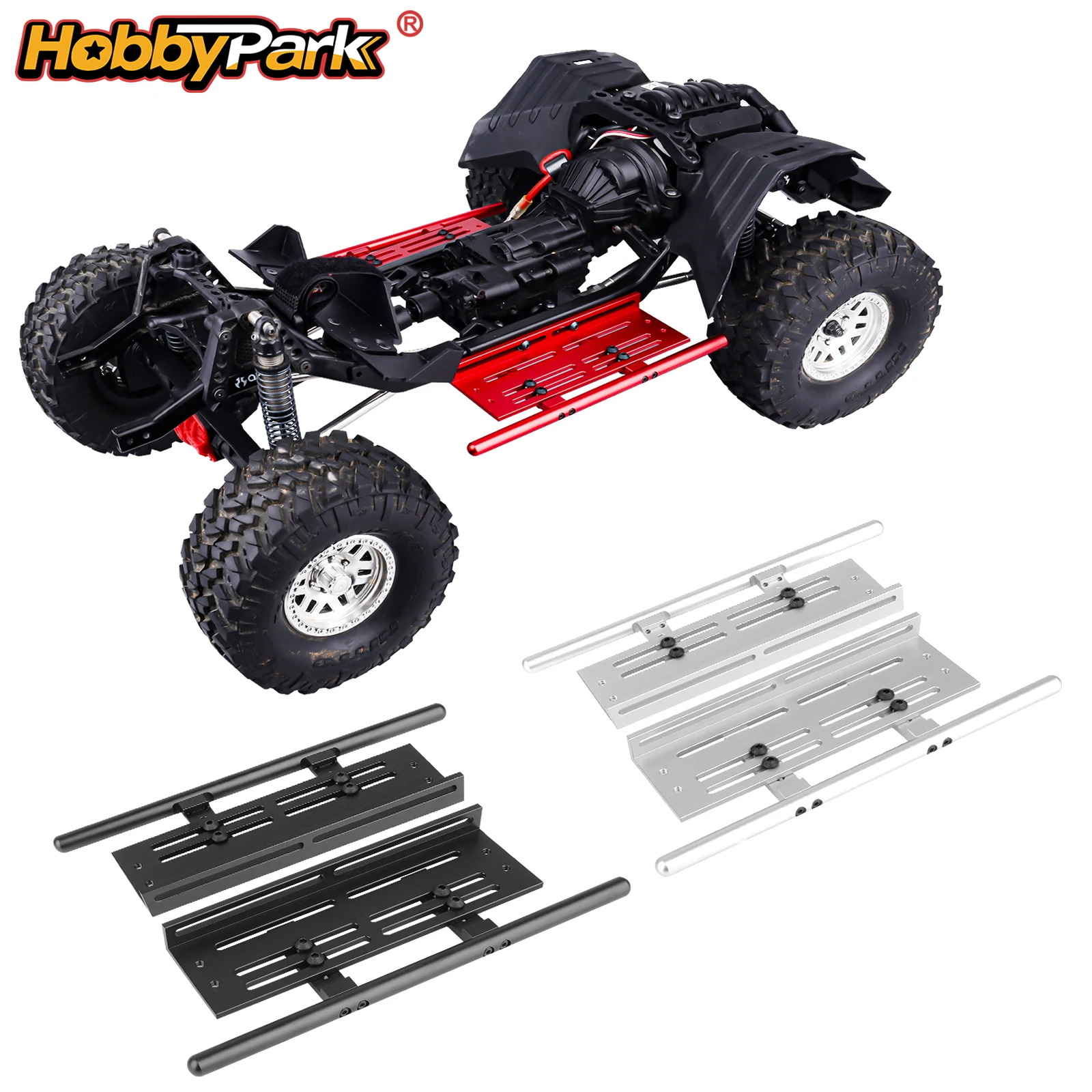 

HobbyPark Aluminum Alloy Rock Sliders Side Steps Plate for 1/10 RC Crawler SCX10 II TRX4 CC01 GEN8 2pcs