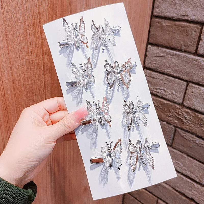8PCS 3D Moving Butterfly Hair Clips Metal Moving Wings Butterfly Hair Accessories Hair Clips Barrettes for Women Girls Kids