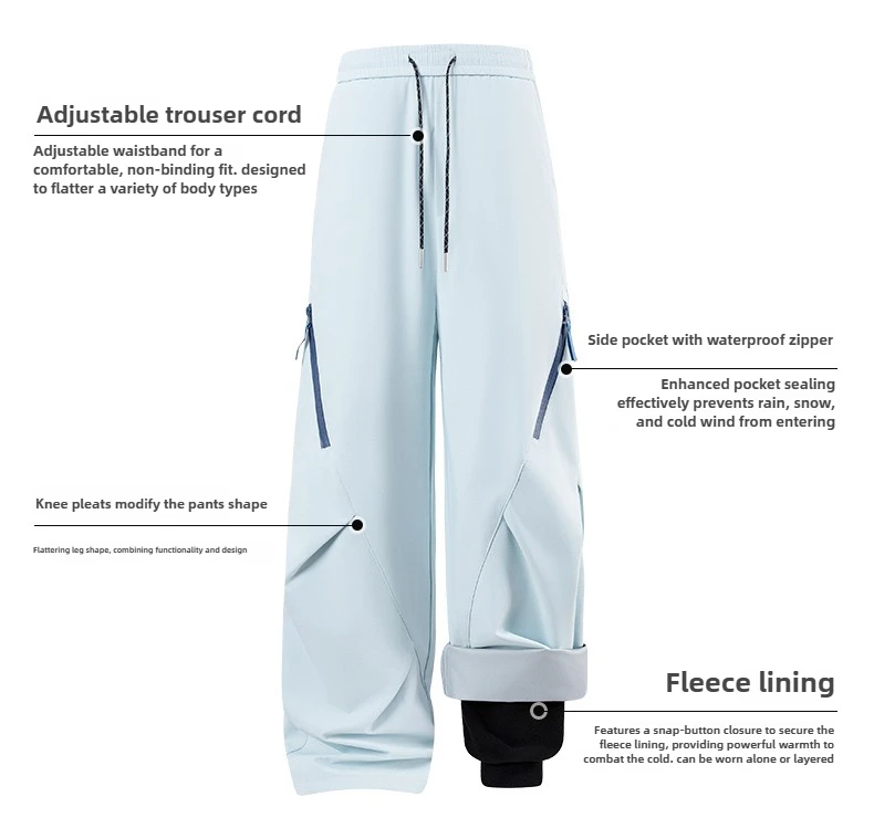 Pantalones de senderismo de lana Polar impermeables a prueba de viento 75D pantalones de Trekking Unisex pantalones Cargo de esquí de invierno con forro desmontable