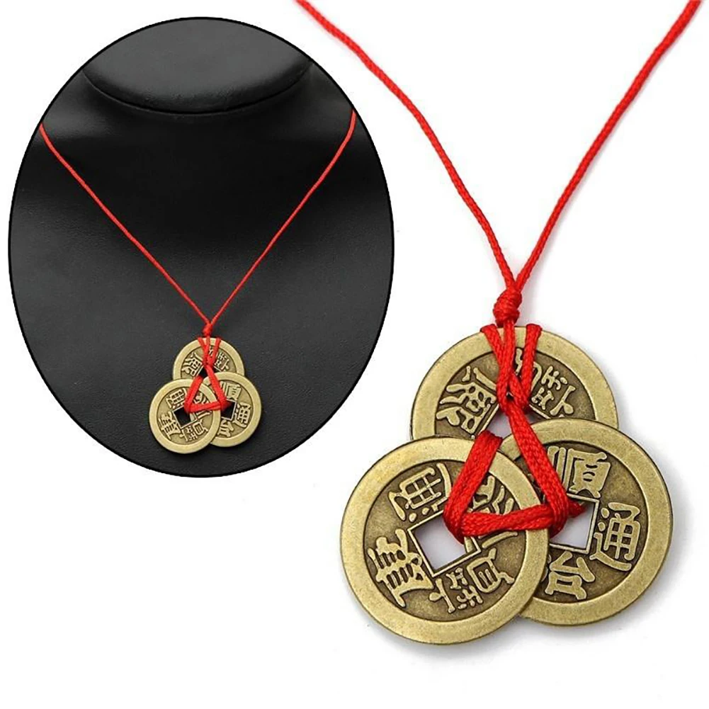 Chinese Lucky Coins Ancient Good Luck Necklace Feng Shui Pendant Fortune Money Necklace Alloy Birthday Gifts Pendant Wholesale