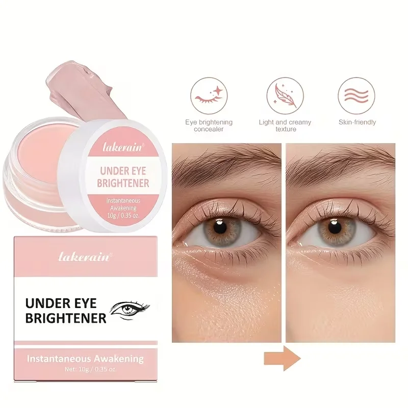 Under Eye Brightener Cream Concealer With Makeup Brush,Covers Dark Circles Lightweight Eye Brightening Makeup For Under‑Eye Area