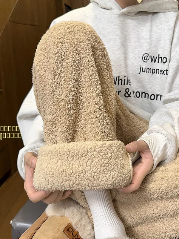 

Мужские повседневные брюки на флисовой подкладке, зимние теплые, широкие, прямого кроя, модные, свободного кроя, в американском стиле, из полиэфирного волокна