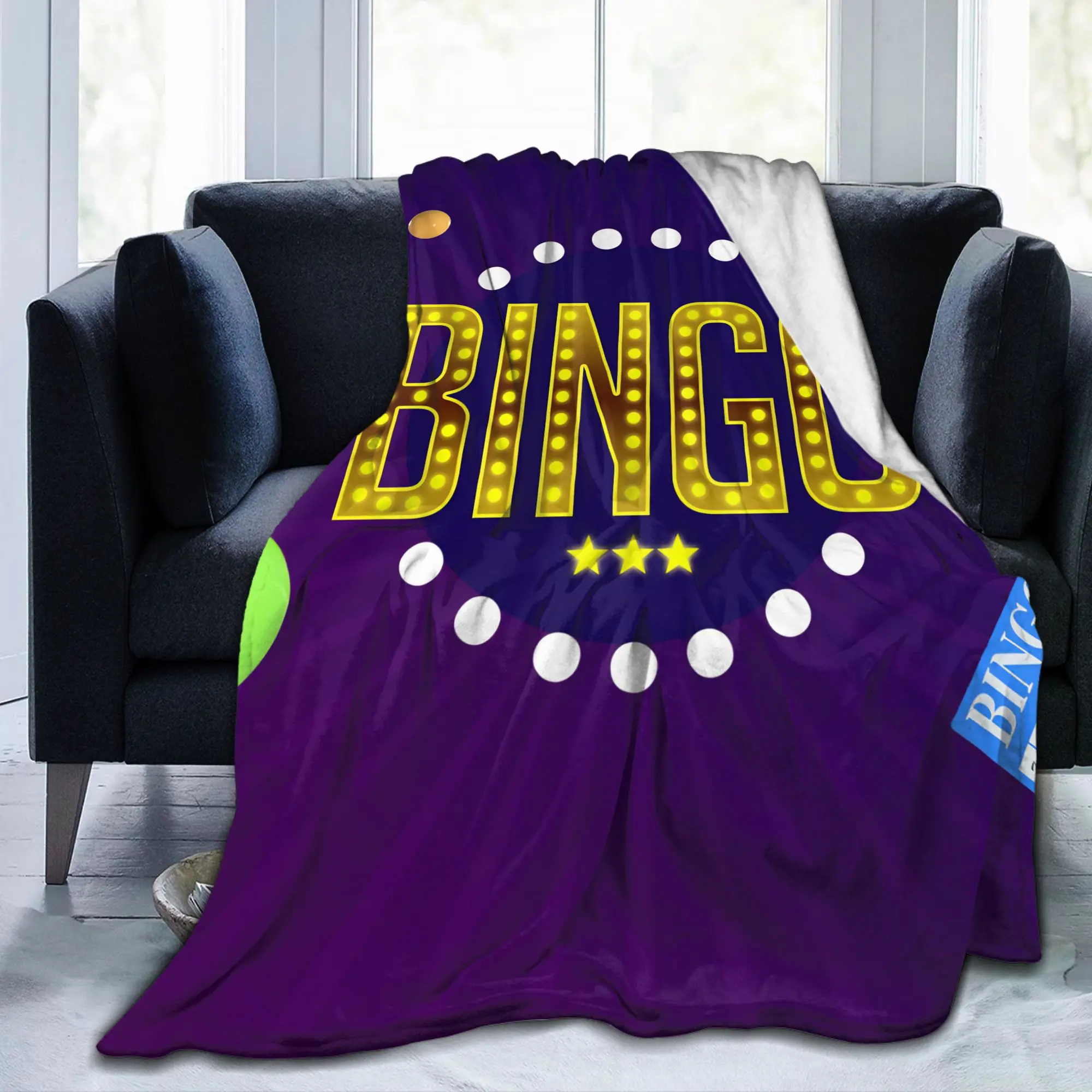 Bingo Balls Paper Game Fuzzy Blankets  Vintage Bedding Throw Blankets for Sofa Couch Lightweight Travel Portable