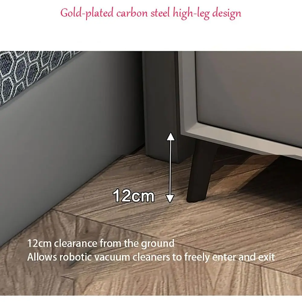 طاولة سرير ذكية مدمجة بإضاءة LED مع شحن، درجين، USB ومكبر صوت، رمادي/وردي/برتقالي/أبيض، 45x40x60 سم