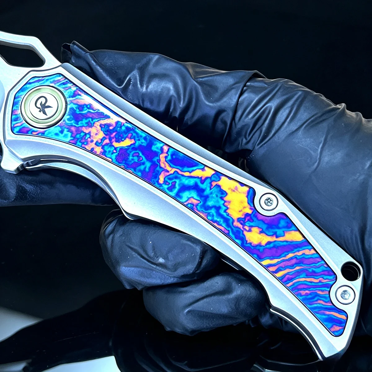 Folding Knife Austrian M390 Powder Steel Hand Brushed Nano Ceramic Finish Timascus TC4 Handle Ceramic Bearing Outdoor Pocket EDC