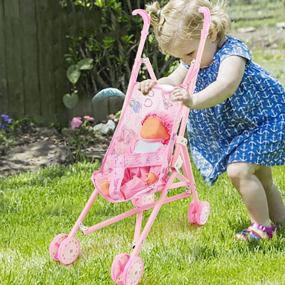 Criativo multicolorido bonecas carrinho de bebê dobrável estável carrinho de bebê leve jogando casa walker para meninos meninas