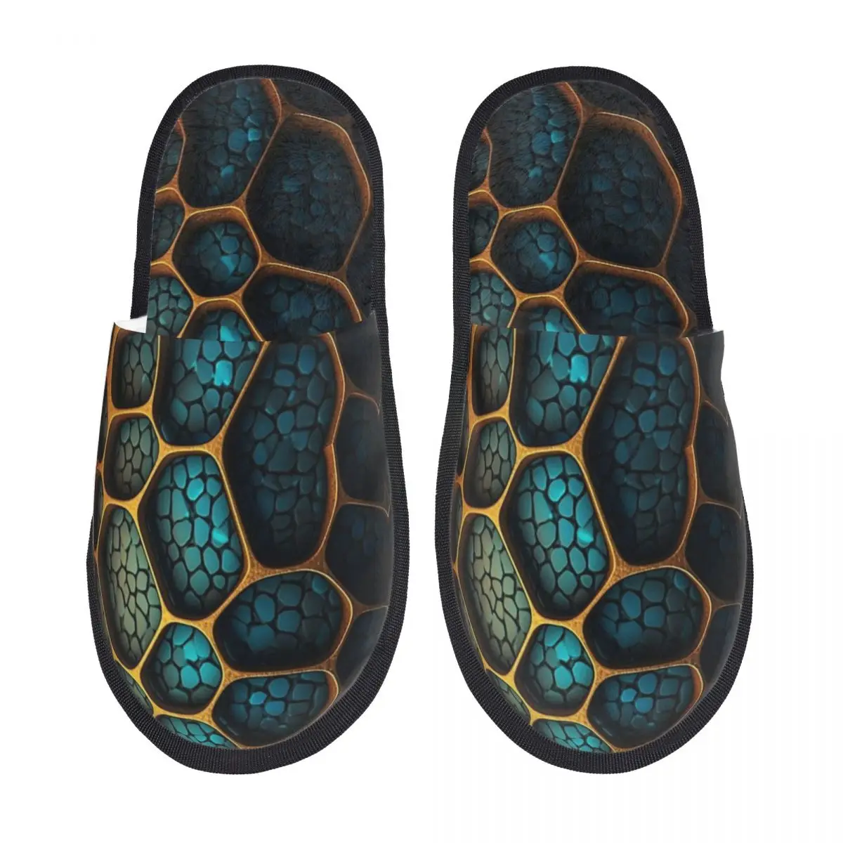 3d Afdrukken Mannen Vrouwen Harige Indoor Slippers, Gouden Leeuw En Damast Ornament Gezellige Speciale Anti-Slippers