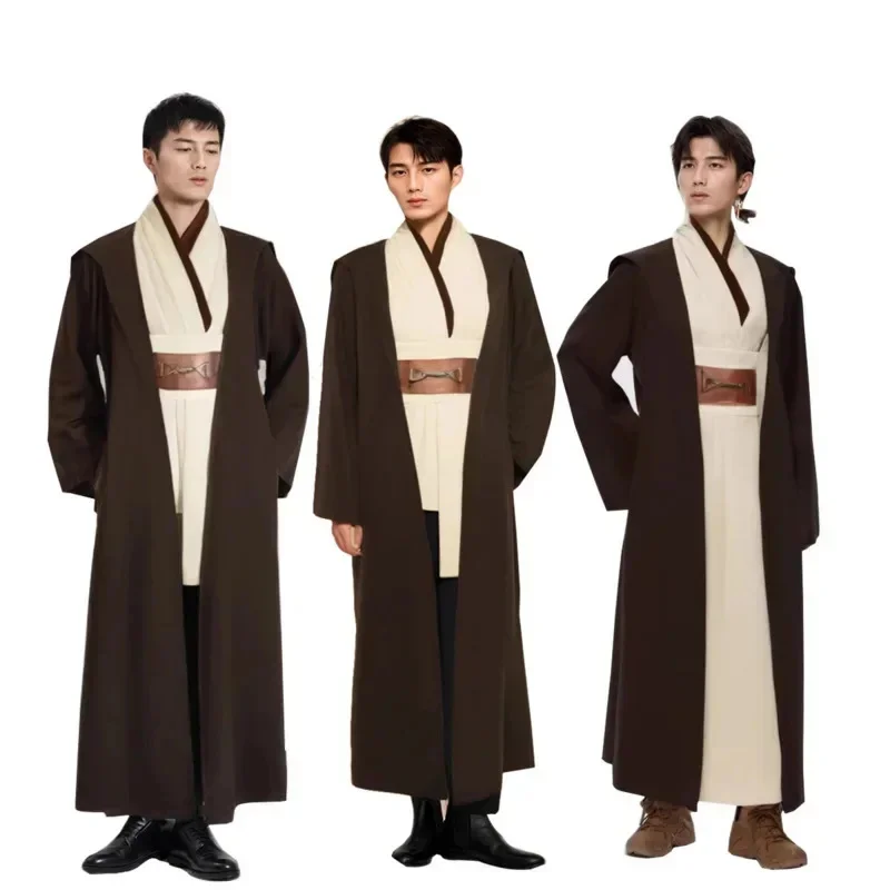 Obi Wan Kenobi Men's Costume Robe Adult Male Jedi Knight Tunic Costume Hooded Uniform Full Set Halloween Cosplay Cloak