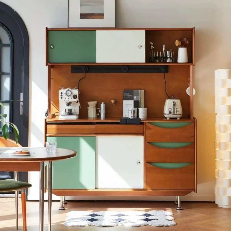 Retro dining side tea solid wood rock slab Nordic locker living room kitchen multi-functional wall integrated storage coffee
