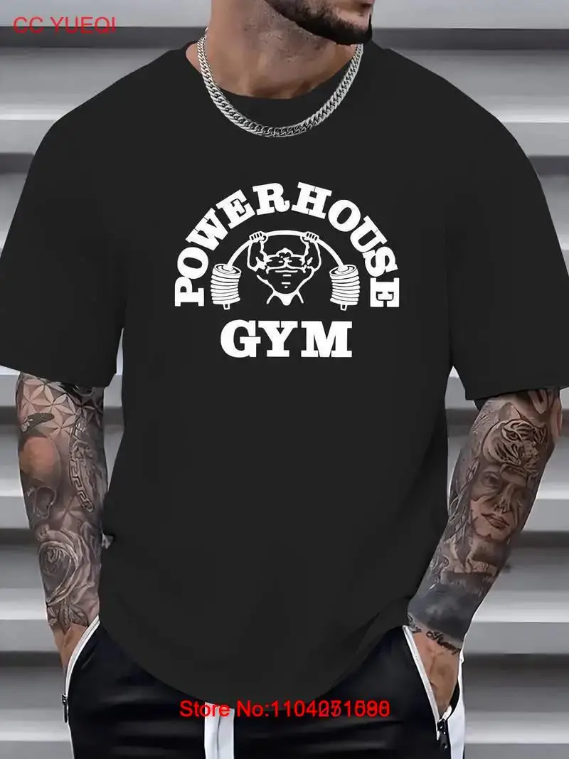 POWER HOUSE GYM PRINT MENS T-SHIRT PERFORMANCE MUSCLE SHORT SLEEVE FITNESS TOP.