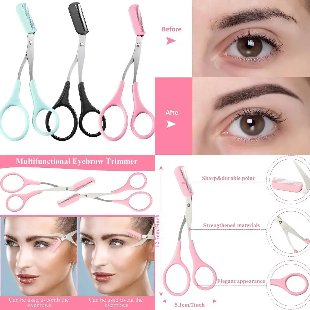 Eyebrow Trimmer Scissors with Comb for Women & Men: Shaping Cut Comb, Non-Slip Finger Grips - Beauty Accessory for Hair Removal