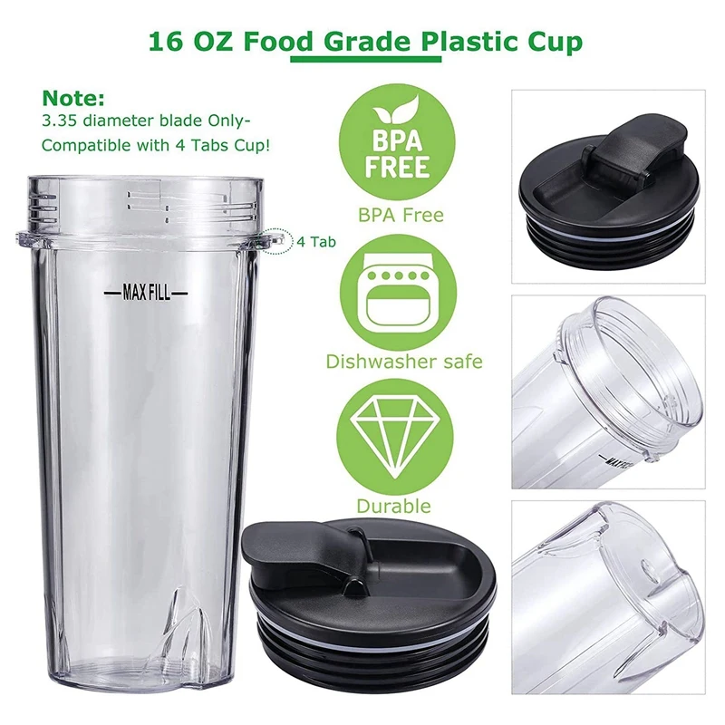 Blender Replacement For Nutri Ninja,Blender Blade Assembly And 16OZ Cup Set For BL770 BL780 BL660 Professional Blender